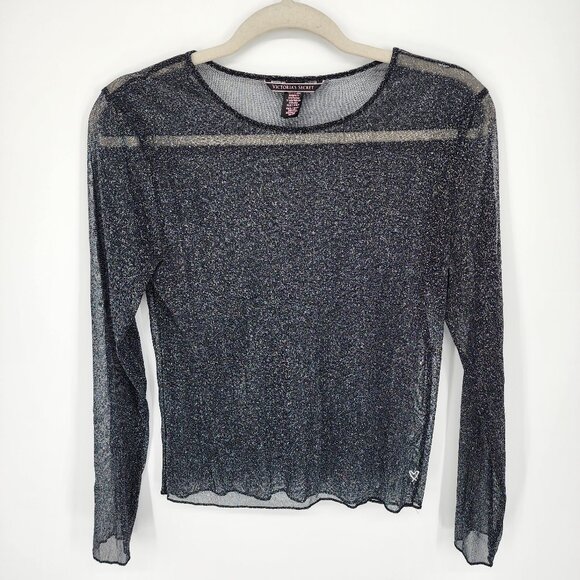 Victoria's Secret Tops - 3/$25 306. Victorias Secret Sheer Top XS Sparkle Shimmer Metallic Silver Black
